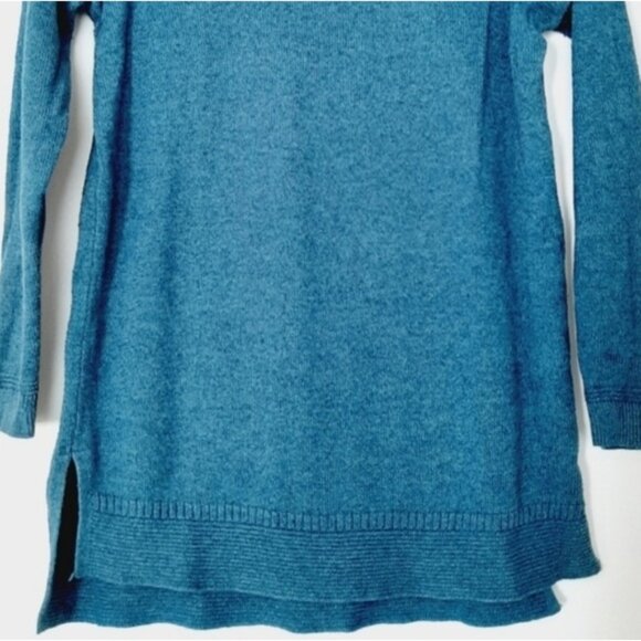 OLD NAVY Marled Sweater Knit Top High Low Hem 3/4 Sleeve Blue Sz S - Picture 3 of 13